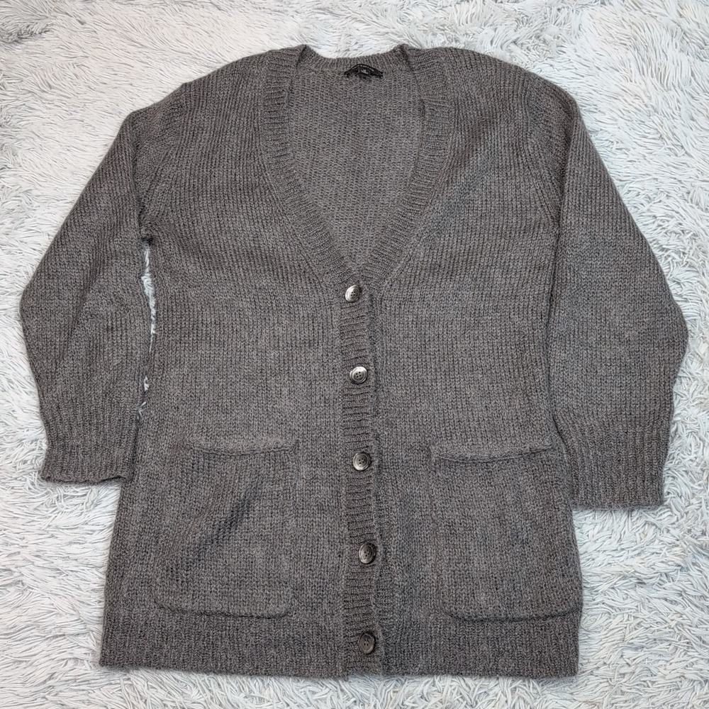 Ann Taylor Sweater Womens M Gray Cardigan Mohair‎ Blend Button Up Cozy Soft